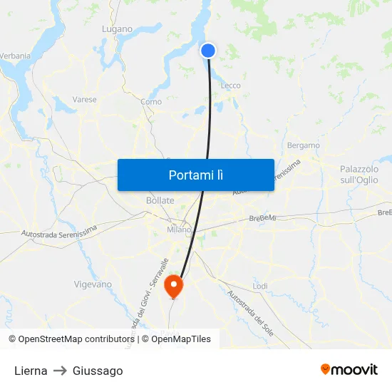 Lierna to Giussago map