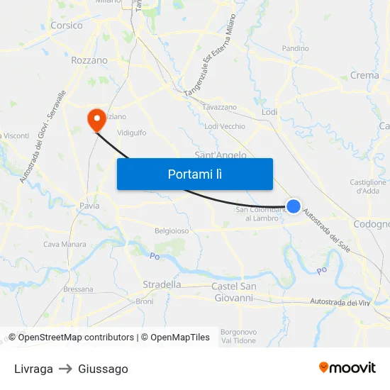 Livraga to Giussago map