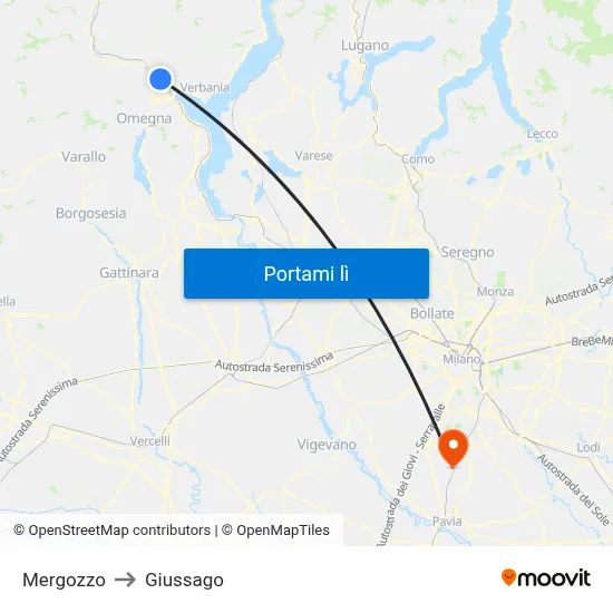 Mergozzo to Giussago map