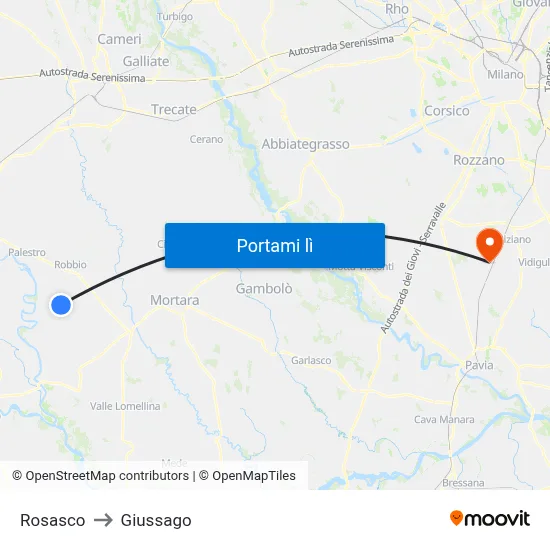 Rosasco to Giussago map