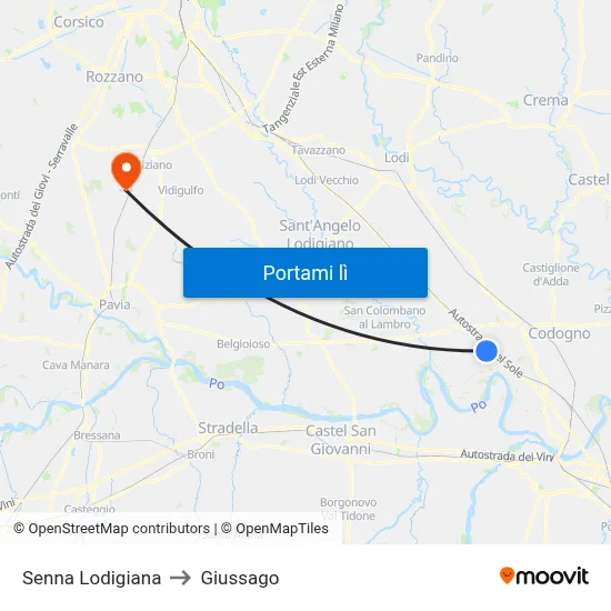 Senna Lodigiana to Giussago map