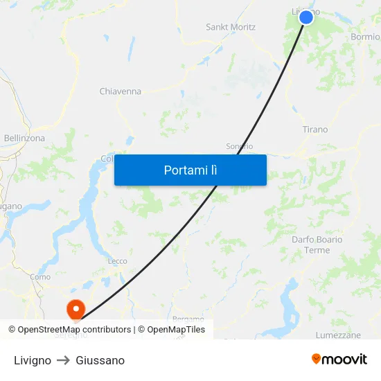 Livigno to Giussano map