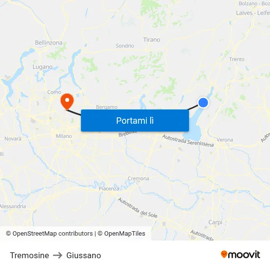 Tremosine to Giussano map