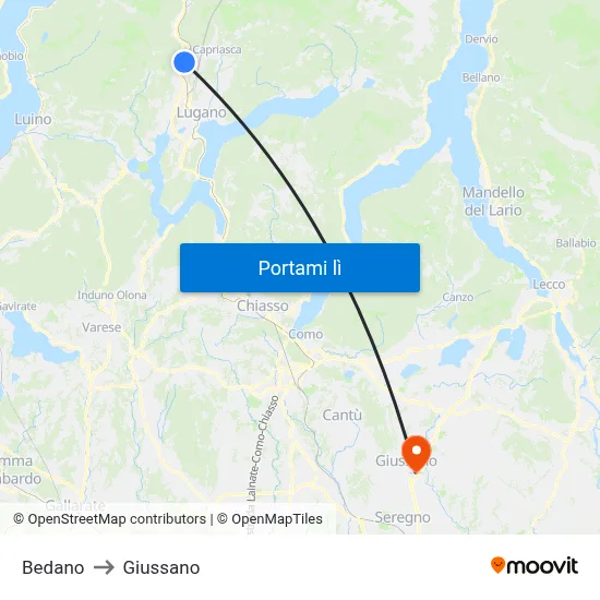 Bedano to Giussano map
