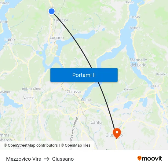 Mezzovico-Vira to Giussano map