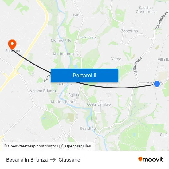 Besana In Brianza to Giussano map