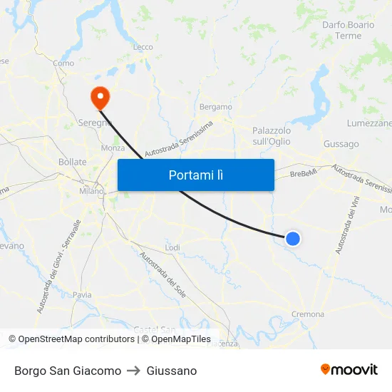 Borgo San Giacomo to Giussano map