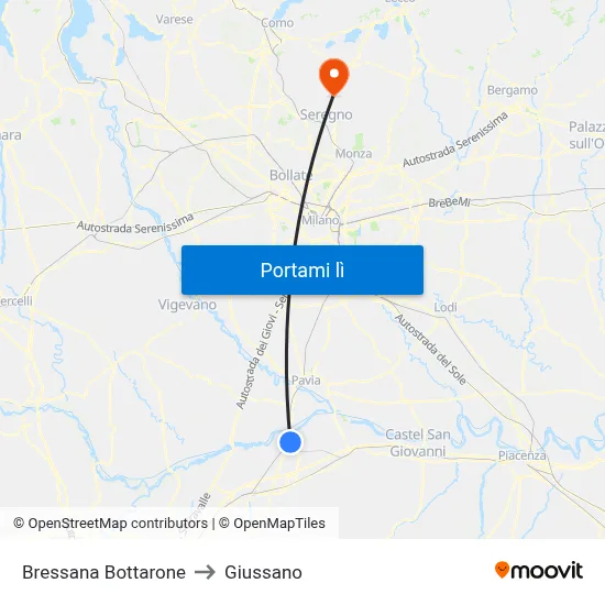 Bressana Bottarone to Giussano map