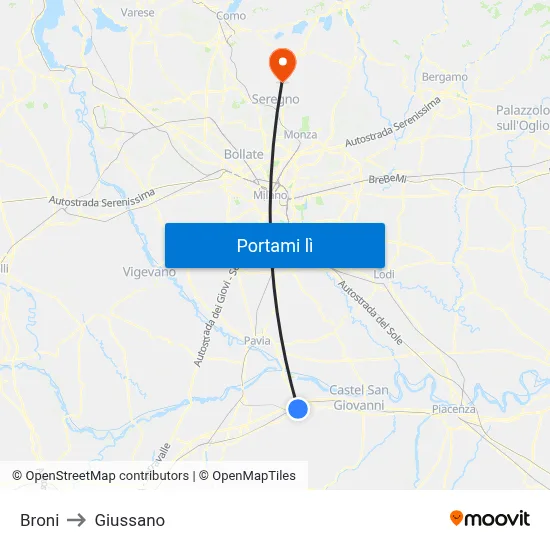 Broni to Giussano map