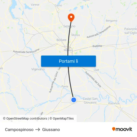Campospinoso to Giussano map