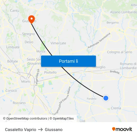 Casaletto Vaprio to Giussano map