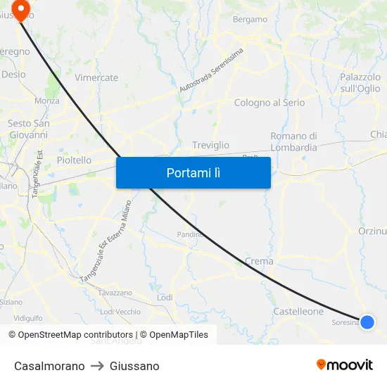 Casalmorano to Giussano map