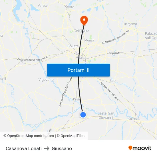 Casanova Lonati to Giussano map