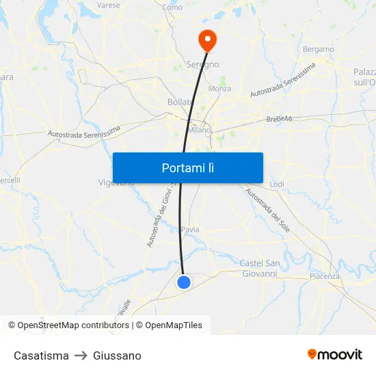 Casatisma to Giussano map