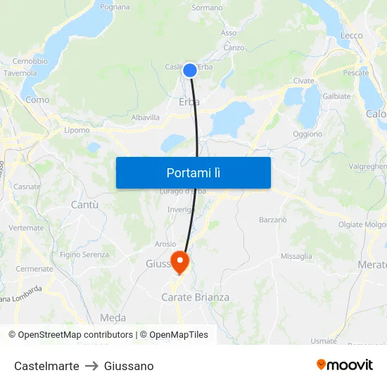 Castelmarte to Giussano map