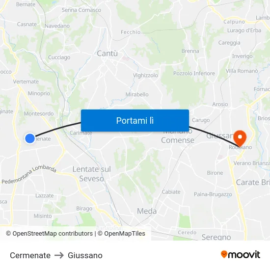Cermenate to Giussano map