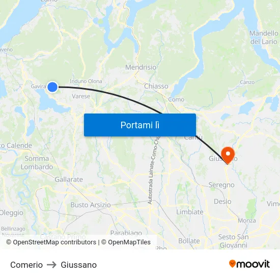 Comerio to Giussano map