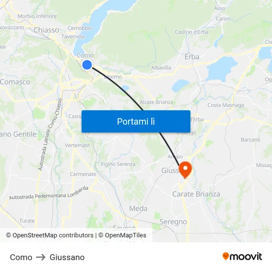 Como to Giussano map