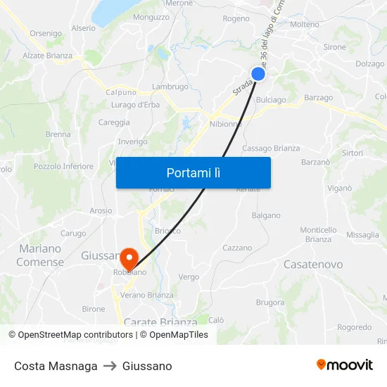 Costa Masnaga to Giussano map