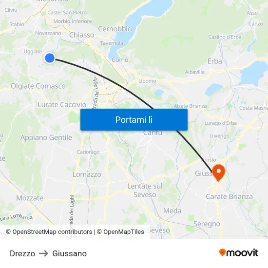 Drezzo to Giussano map