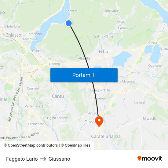 Faggeto Lario to Giussano map