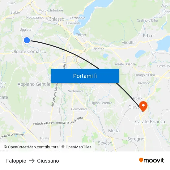 Faloppio to Giussano map