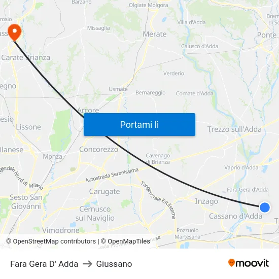 Fara Gera D' Adda to Giussano map