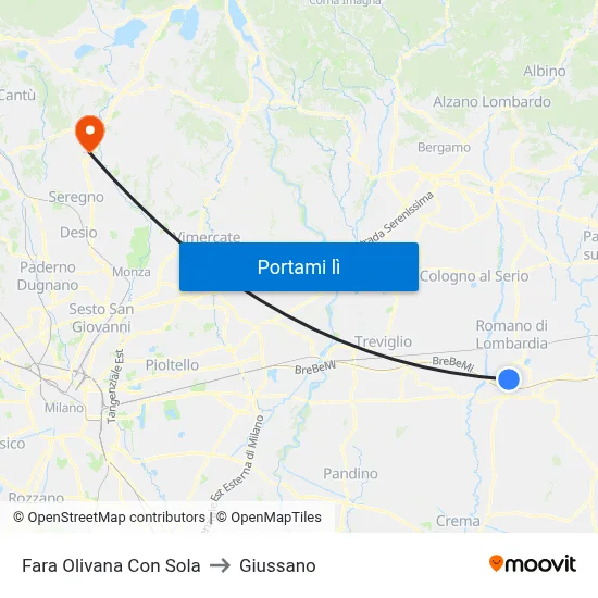 Fara Olivana Con Sola to Giussano map