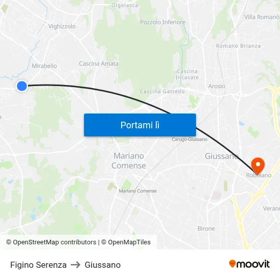 Figino Serenza to Giussano map