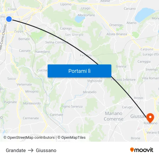 Grandate to Giussano map