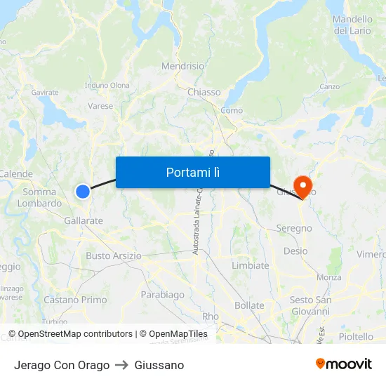 Jerago Con Orago to Giussano map