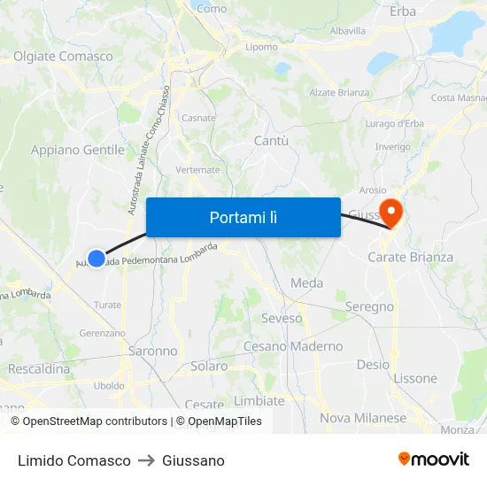 Limido Comasco to Giussano map
