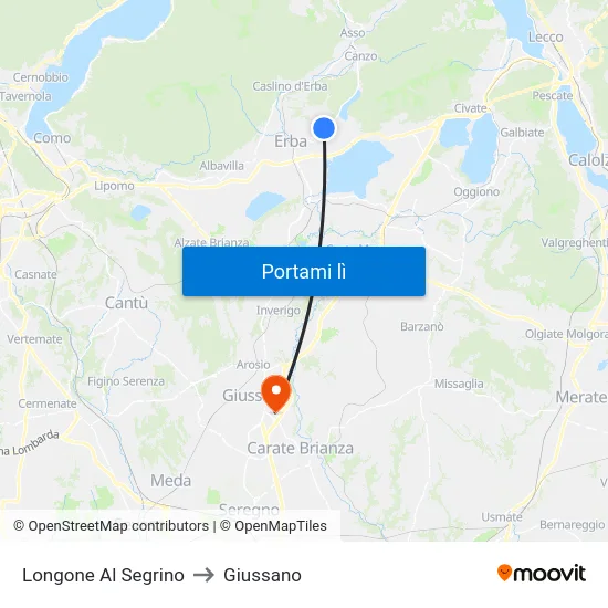 Longone Al Segrino to Giussano map
