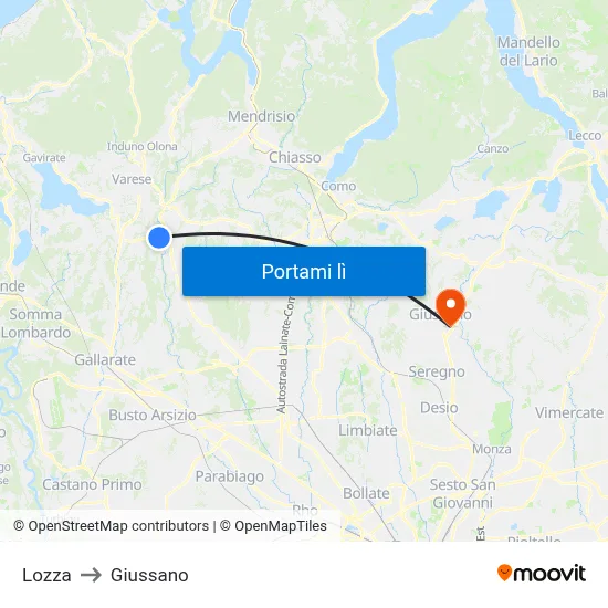 Lozza to Giussano map