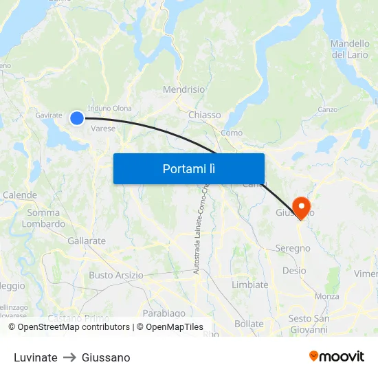 Luvinate to Giussano map