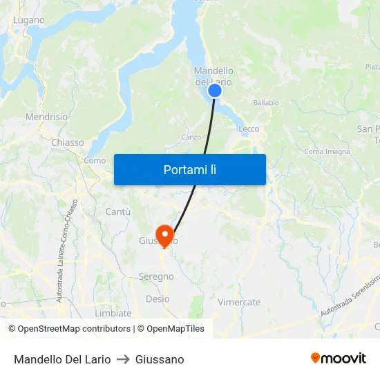 Mandello Del Lario to Giussano map