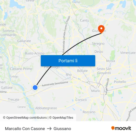 Marcallo Con Casone to Giussano map