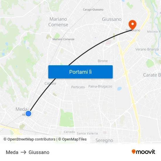 Meda to Giussano map