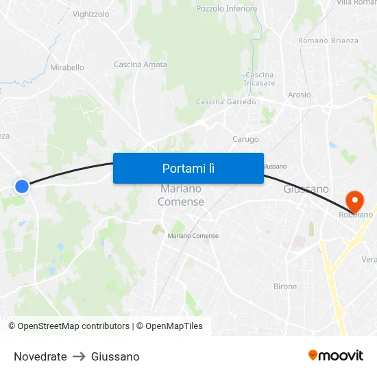 Novedrate to Giussano map