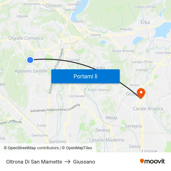 Oltrona Di San Mamette to Giussano map