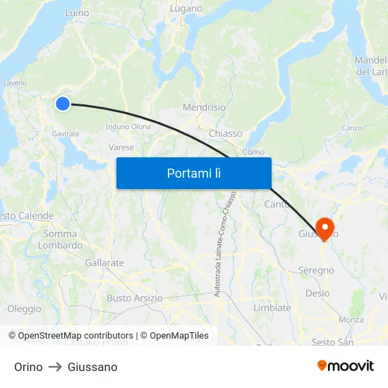 Orino to Giussano map