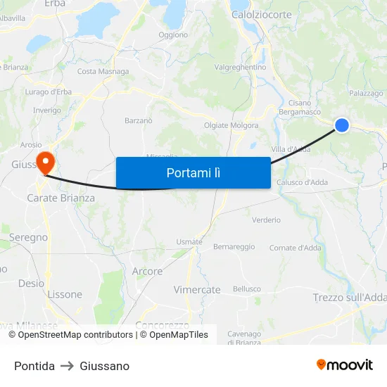 Pontida to Giussano map