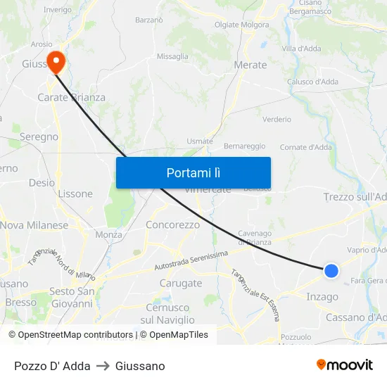 Pozzo D' Adda to Giussano map
