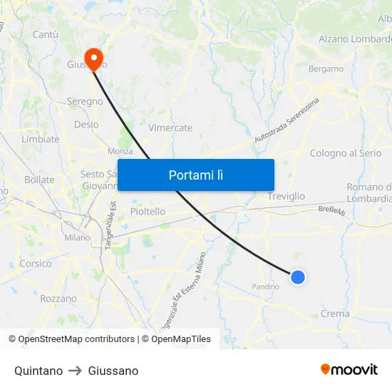 Quintano to Giussano map