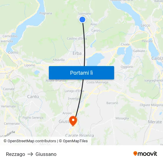 Rezzago to Giussano map