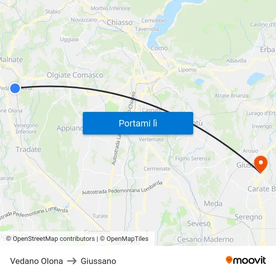 Vedano Olona to Giussano map