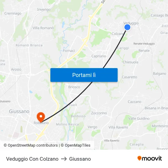 Veduggio Con Colzano to Giussano map