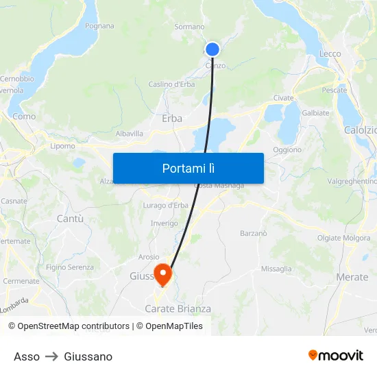 Asso to Giussano map
