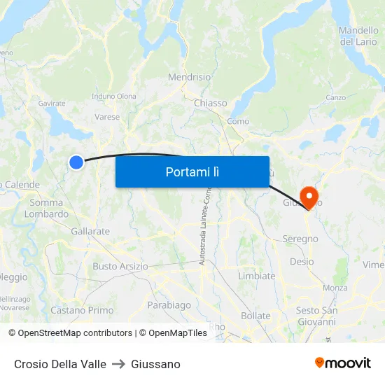 Crosio Della Valle to Giussano map