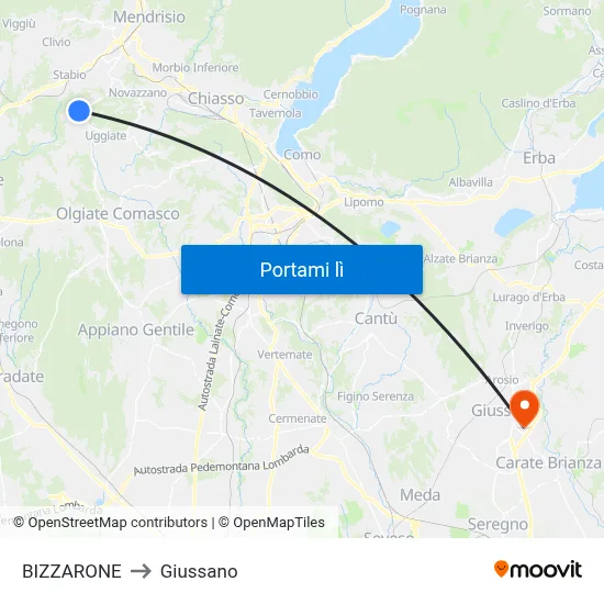 BIZZARONE to Giussano map